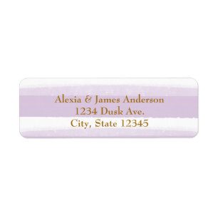 Lavender & White Watercolor Stripes Address Labels