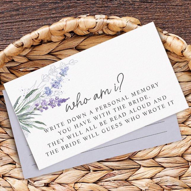 Lavender Who Am I Bridal Shower Game Cards (Lavender Who Am I Bridal Shower Game Cards)