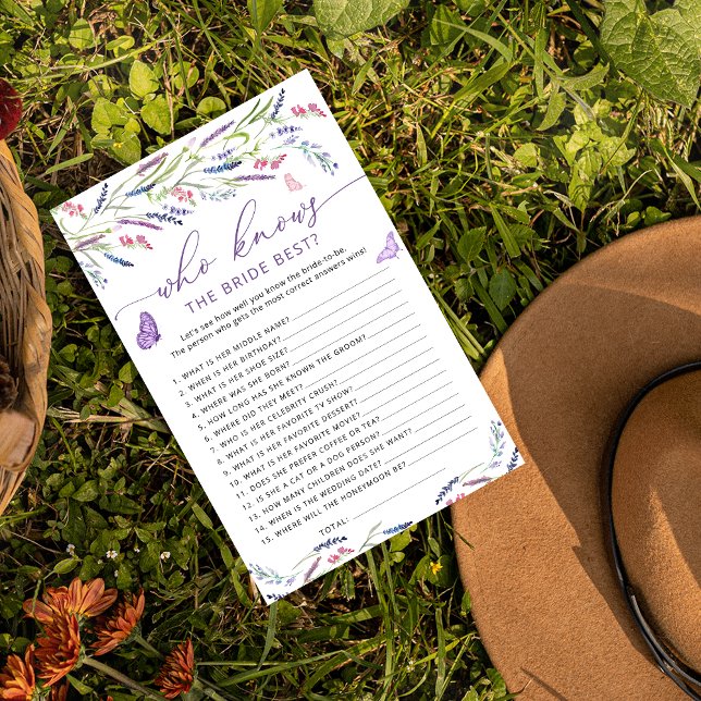 Lavender Who Knows Bride the Best Shower Game (Creator Uploaded)