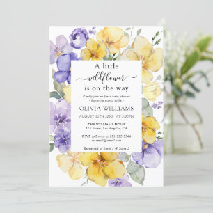 Lavender Wild Flower Meadow Yellow Baby Shower Invitation