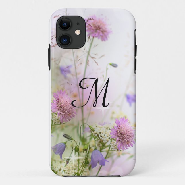 Lavender Wild Flowers Monogram IPHONE 5 Case (Back)