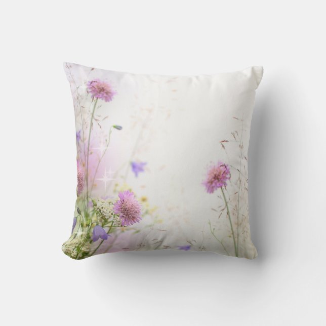 Lavender Wild Flowers Pool Throw Couch Pillow (Front)