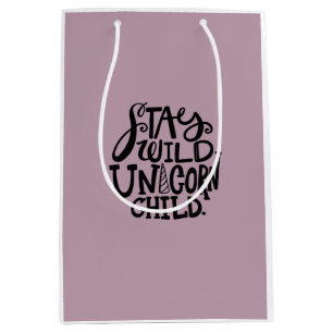 Lavender Wild Unicorn Birthday Medium Gift Bag