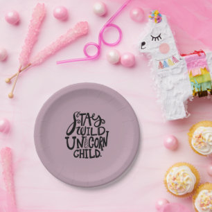 Lavender Wild Unicorn Birthday Paper Plate