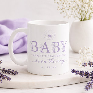 Lavender Wildflower Baby Announcement Coffee Mug