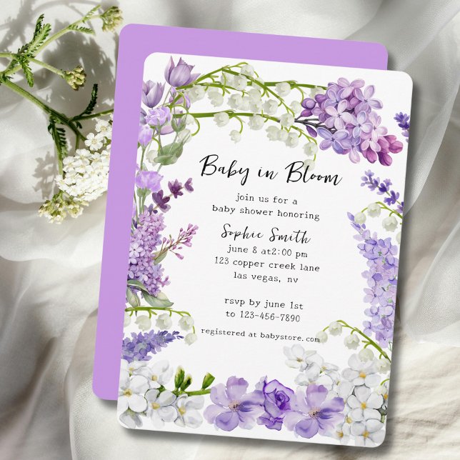 Lavender Wildflower Baby In Bloom Baby Shower Invitation (Creator Uploaded)