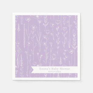 Lavender Wildflower Baby Shower   Floral Pattern  Napkin