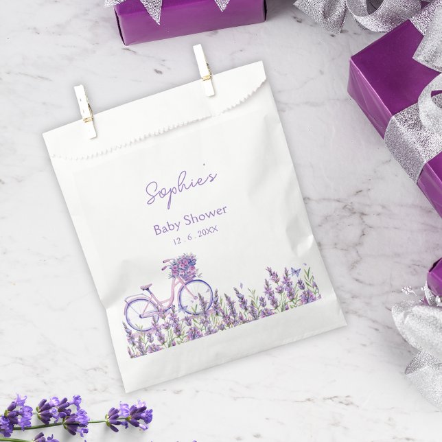 Lavender Wildflower Bicycle Baby Shower Plate Favour Bag (Creator Uploaded)