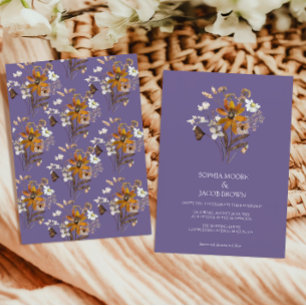 Lavender Wildflower Boho Fall Wedding Invitation