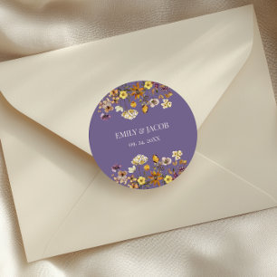 Lavender Wildflower Boho Wedding  Classic Round Sticker