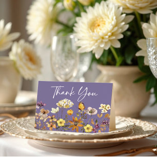 Lavender Wildflower Boho Wedding Thank You Card