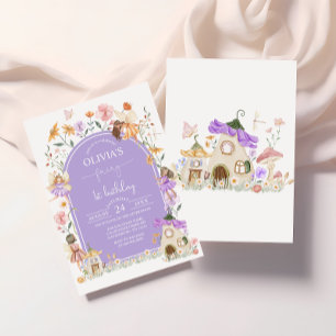 Lavender Wildflower Fairy 1st Birthday Invitation