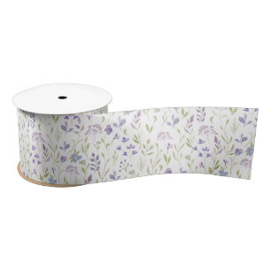 Lavender Wildflower Floral Pattern Ribbon Satin Ribbon