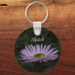 Lavender Wildflower Floral Photo Personalized  Key Ring