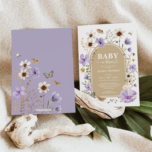 Lavender Wildflower Garden Baby in Bloom Shower Invitation (Creator Uploaded)