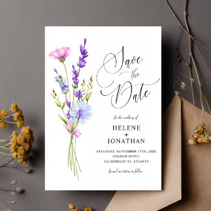 Lavender Wildflower Garden Boho Elegant Wedding Save The Date