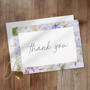 Lavender Wildflower Garden Romantic Wedding Thank You Card