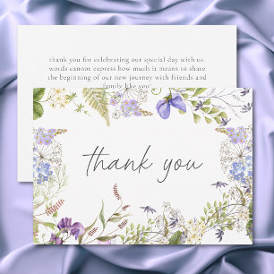 Lavender Wildflower Garden Romantic White Wedding Thank You Card