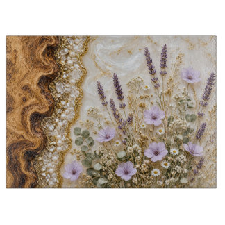 Lavender Wildflower Glass Cutting Board