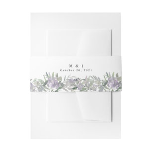 Lavender Wildflower Greenery Wedding Invitation Belly Band