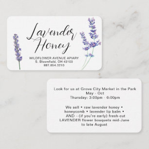 Lavender Wildflower Organic Honey Apiary Hive Card