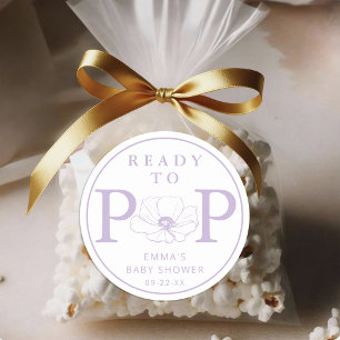 Lavender Wildflower Ready to Pop Baby Shower Classic Round Sticker