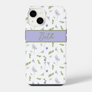 Lavender Wildflower Watercolor Floral Monogram iPhone 14 Case
