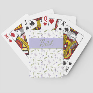 Lavender Wildflower Watercolor Floral Monogram Playing Cards