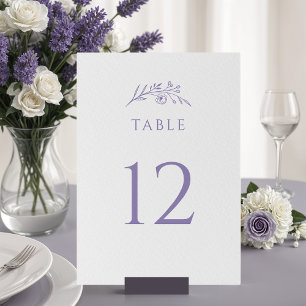 Lavender Wildflower Wedding Table Number