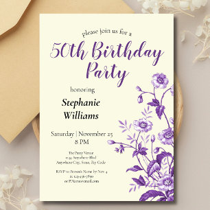 Lavender Wildflower Women's 50th Birthday Party   Invitation