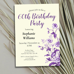 Lavender Wildflower Women's 60th Birthday Party Invitation