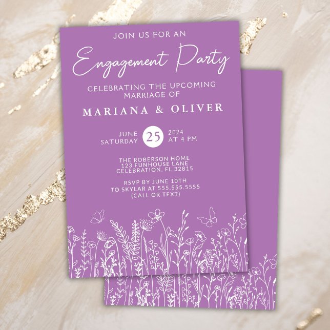 Lavender Wildflowers Engagement Party Invitation (Creator Uploaded)