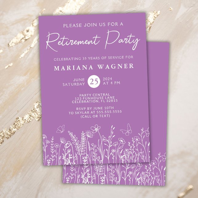Lavender Wildflowers Retirement Party Invitation (Creator Uploaded)