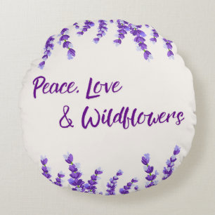 Lavender Wildflowers Round Pillow