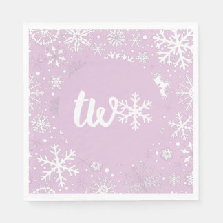 Lavender Winter Second Birthday Snowflake Napkin