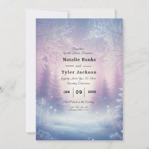 Lavender Winter Snowfall Serenade Wedding Invitation