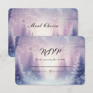 Lavender Winter Snowfall Serenade Wedding RSVP Card