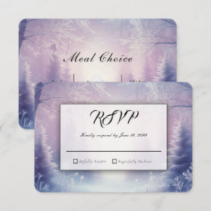 Lavender Winter Snowfall Serenade Wedding RSVP Card