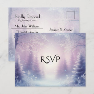 Lavender Winter Snowfall Serenade Wedding RSVP Invitation Postcard