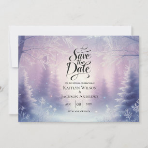 Lavender Winter Snowfall Serenade Wedding Save The Date