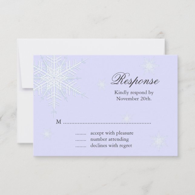 Lavender Winter Snowflake Wedding RSVP (Front)