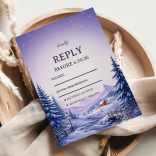 Lavender Winter Valley Beyond RSVP Card