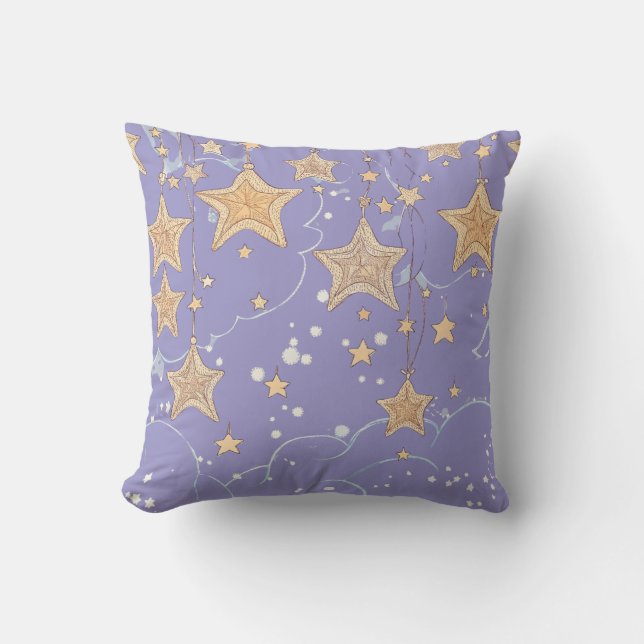 Lavender Wish Star Throw Pillow (Front)