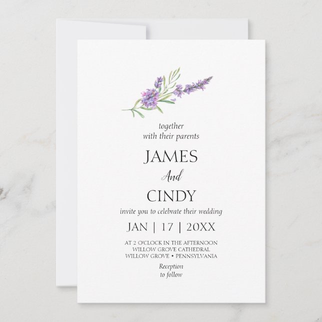 Lavender Wishes Wedding Invitation