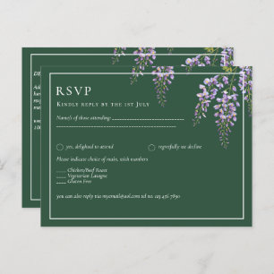 Lavender WISTERIA Emerald Green All-in-1 Wedding Postcard