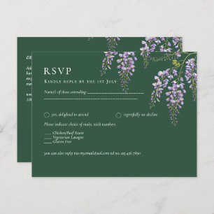 Lavender WISTERIA Emerald Green All-in-1 Wedding Postcard