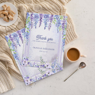 Lavender Wisteria Floral Arch Wedding Thank You Postcard