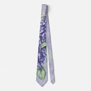 Lavender Wisteria Flowers Marble Groom Wedding Tie