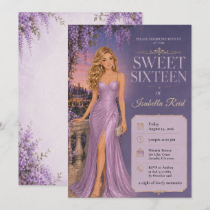 Lavender Wisteria Sweet 16 Garden Party Invitation