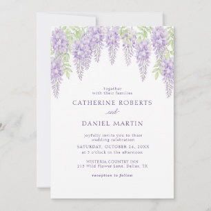 Lavender Wisteria Wedding Invitation Floral Design